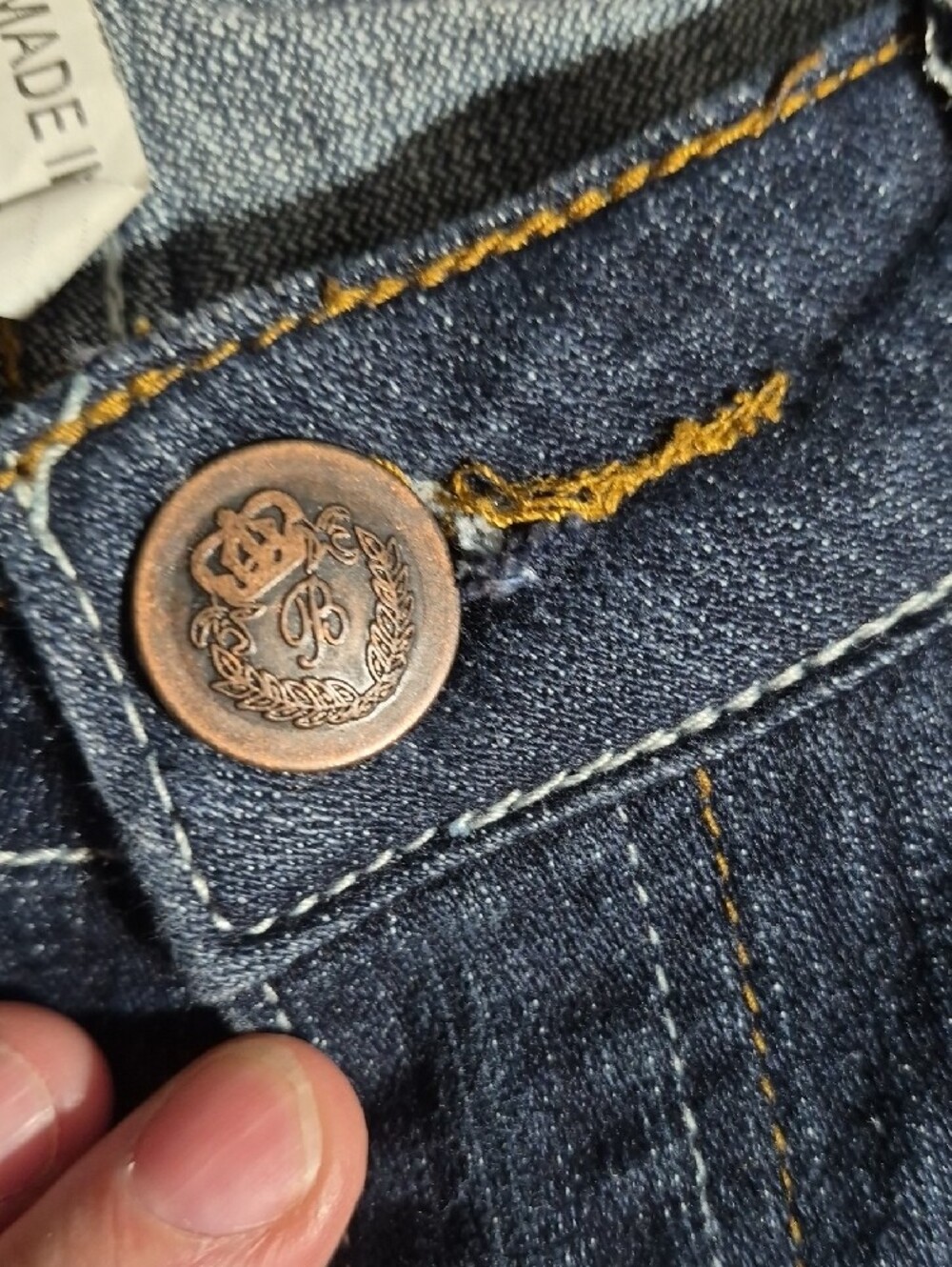 Vintage BiBi Dark Blue Bootcut Jeans with White Butterfly Pocket Embroidery - Picture 5 of 8